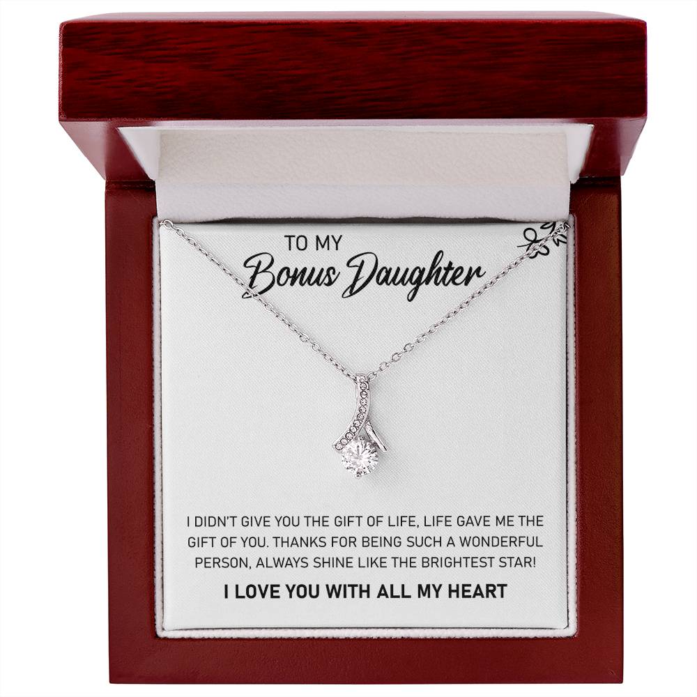 To My Bonus Daughter, Always Shine Like The Brightest Star - Alluring Beauty Necklace