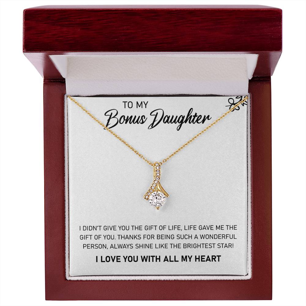 To My Bonus Daughter, Always Shine Like The Brightest Star - Alluring Beauty Necklace