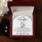 To My Daughter, I'm Always Right Here In Your Heart - Forever Love Necklace + Clear CZ Earrings
