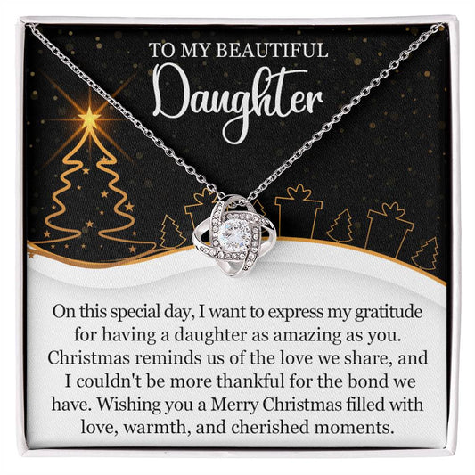 To My Daughter - Wishing You A Merry Christmas Filled With Love - Love Knot Necklace