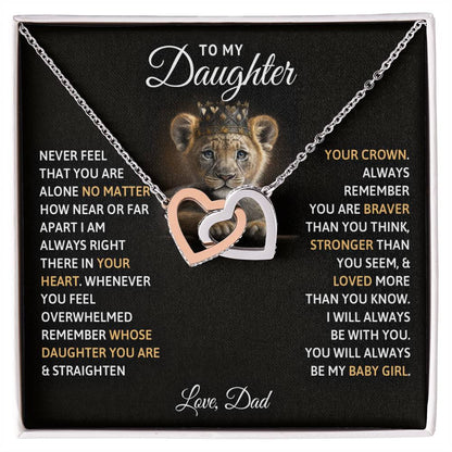 To My Daughter, You Will Always Be My Baby Girls - Interlocking Heart Necklace