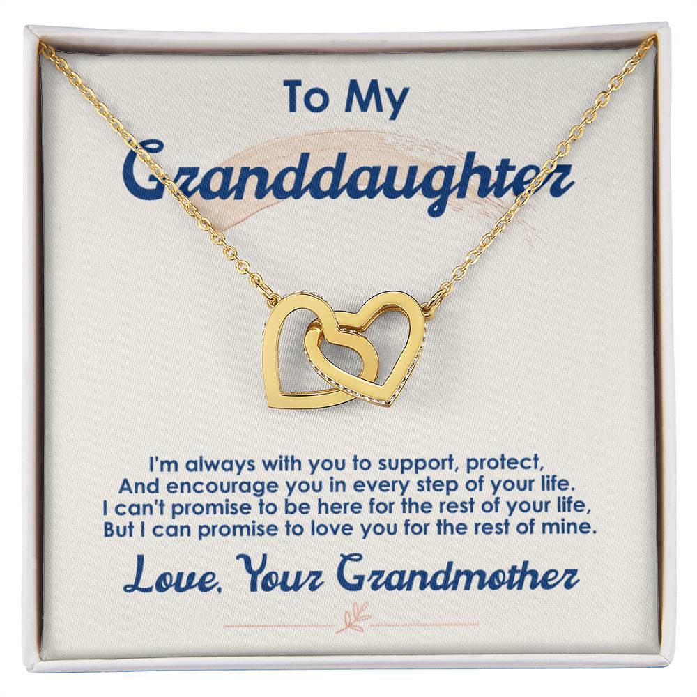 To My Granddaughter, I Love You For The Rest Of My Life - Interlocking Heart Necklace