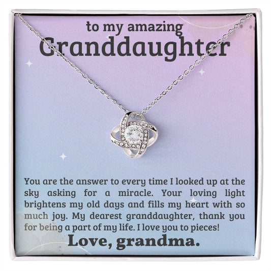 To My Granddaughter - I Love You To Pieces - Love Knot Necklace