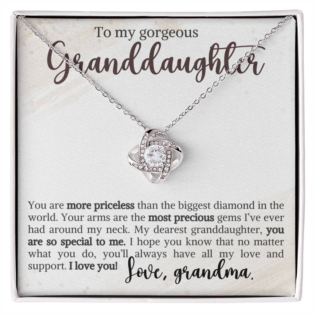 To My Granddaughter - You are so special to me - Love Knot Necklace