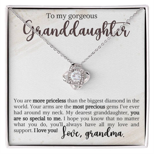 To My Granddaughter - You are so special to me - Love Knot Necklace