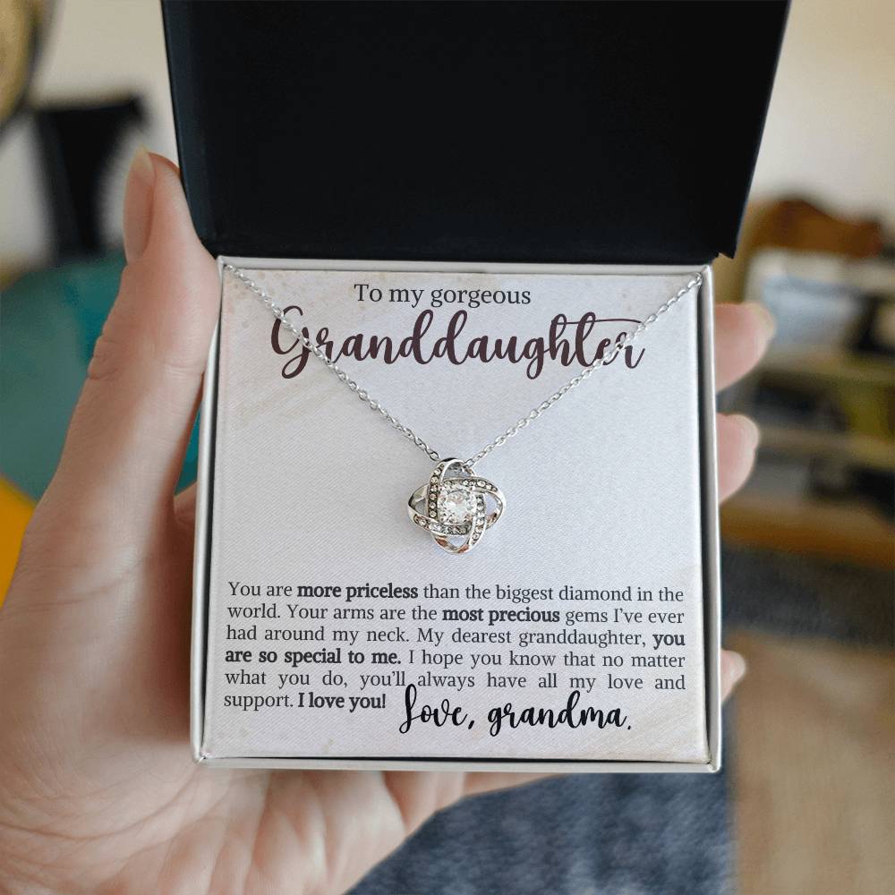 To My Granddaughter - You are so special to me - Love Knot Necklace