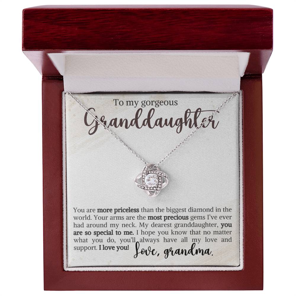 To My Granddaughter - You are so special to me - Love Knot Necklace