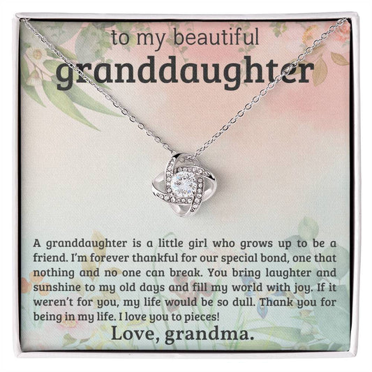 To My Granddaughter - You Fill My World With Joy - Love Knot Necklace