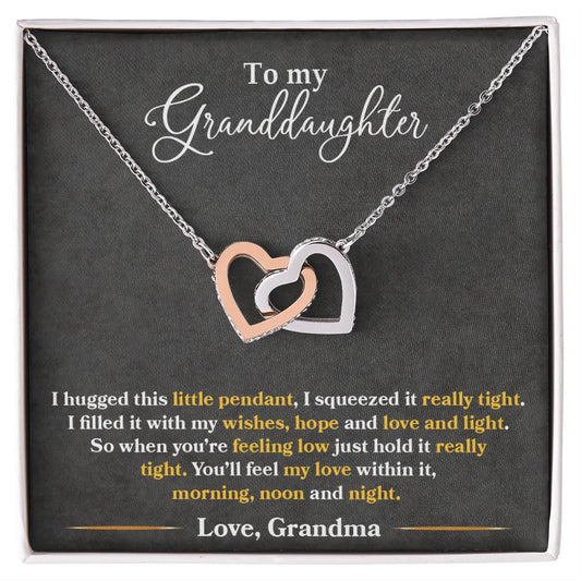 To My Granddaughter, You'll Feel My Love Within This - Interlocking Heart Necklace