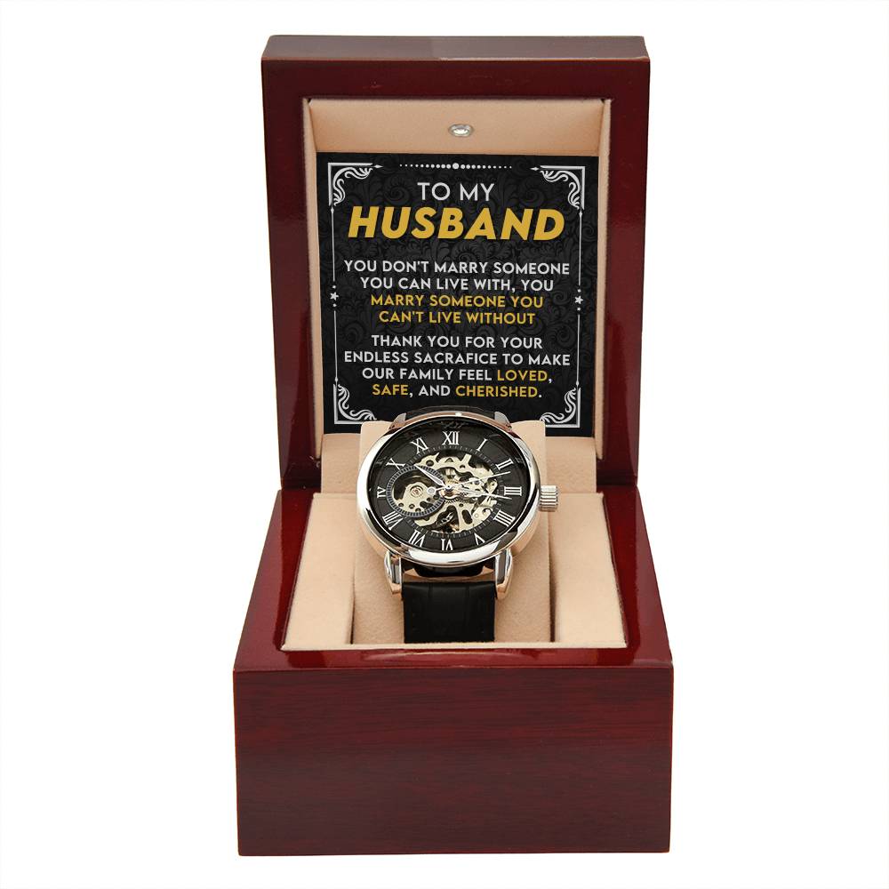 To My Husband - I Can't Love Without You - Openwork Watch