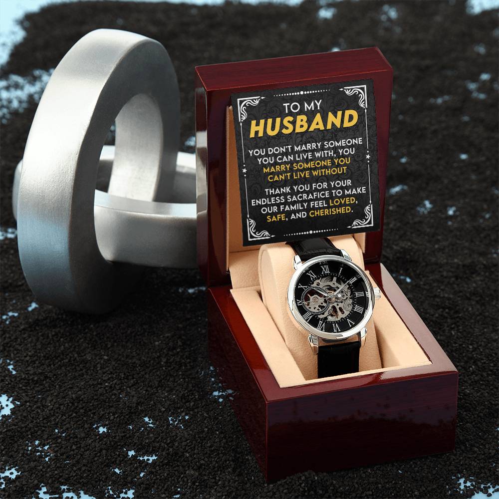 To My Husband - I Can't Love Without You - Openwork Watch