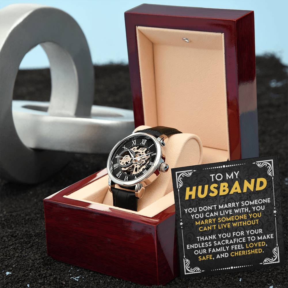 To My Husband - I Can't Love Without You - Openwork Watch