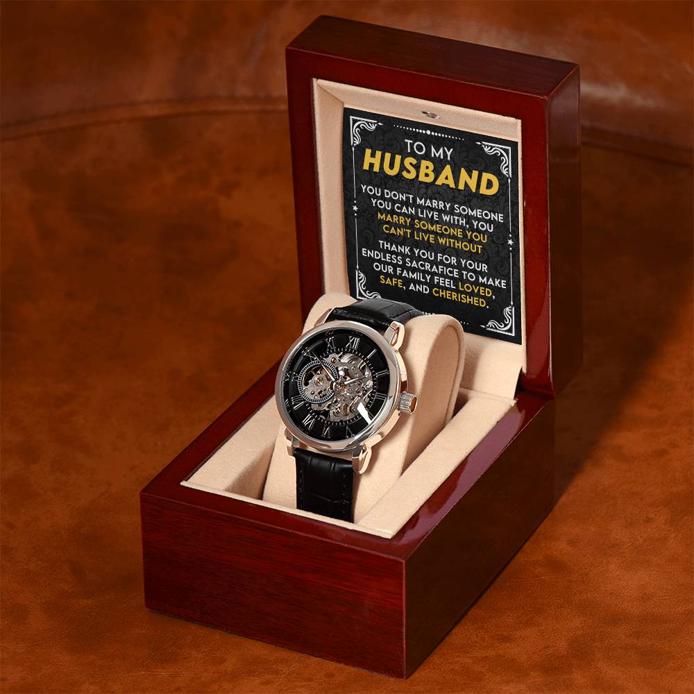 To My Husband - I Can't Love Without You - Openwork Watch