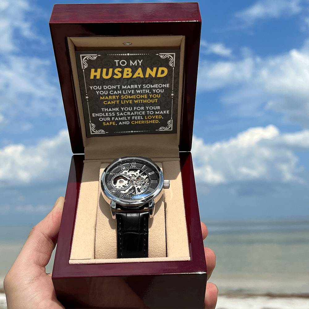 To My Husband - I Can't Love Without You - Openwork Watch