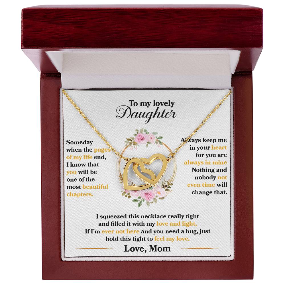 To My Lovely Daughter, Hold This Tight To Feel My Love - Interlocking Heart Necklace