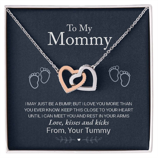 To My Mommy, Love From Your Tummy - Interlocking Heart Necklace