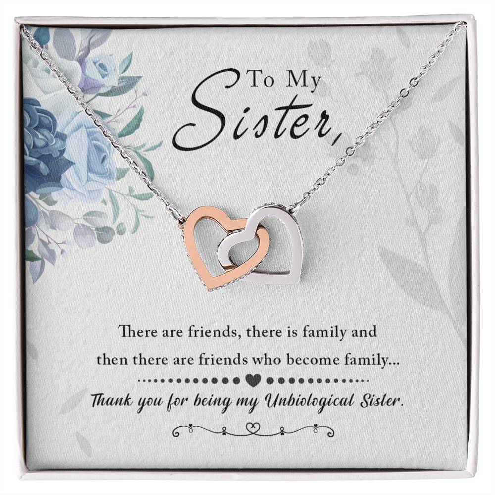 To My Sister, Thank You For Everything - Interlocking Heart Necklace