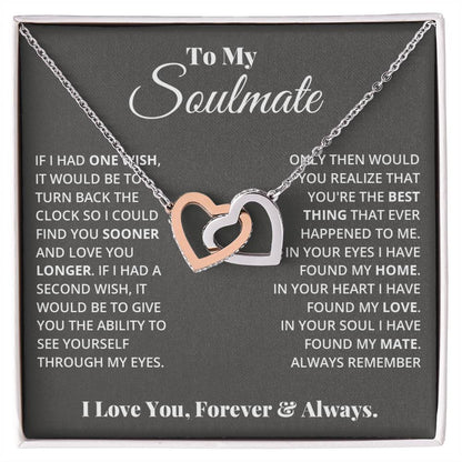 To My Soulmate, In Your Heart I Found My Love - Interlocking Heart Necklace