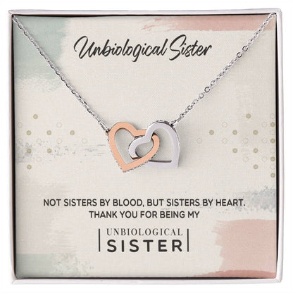 To My Unbiological Sister, Thank You - Interlocking Heart Necklace