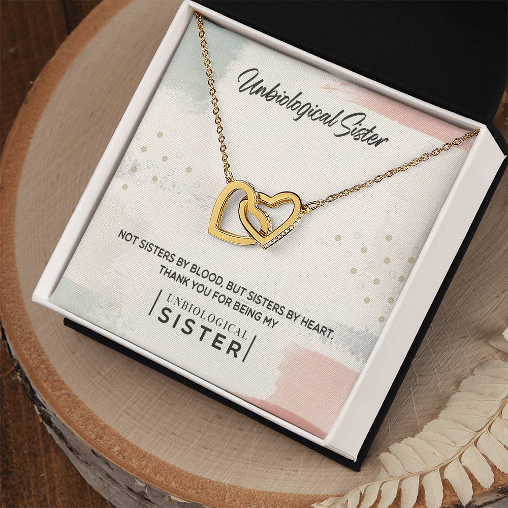 To My Unbiological Sister, Thank You - Interlocking Heart Necklace