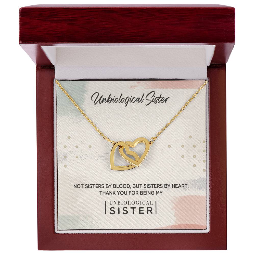 To My Unbiological Sister, Thank You - Interlocking Heart Necklace