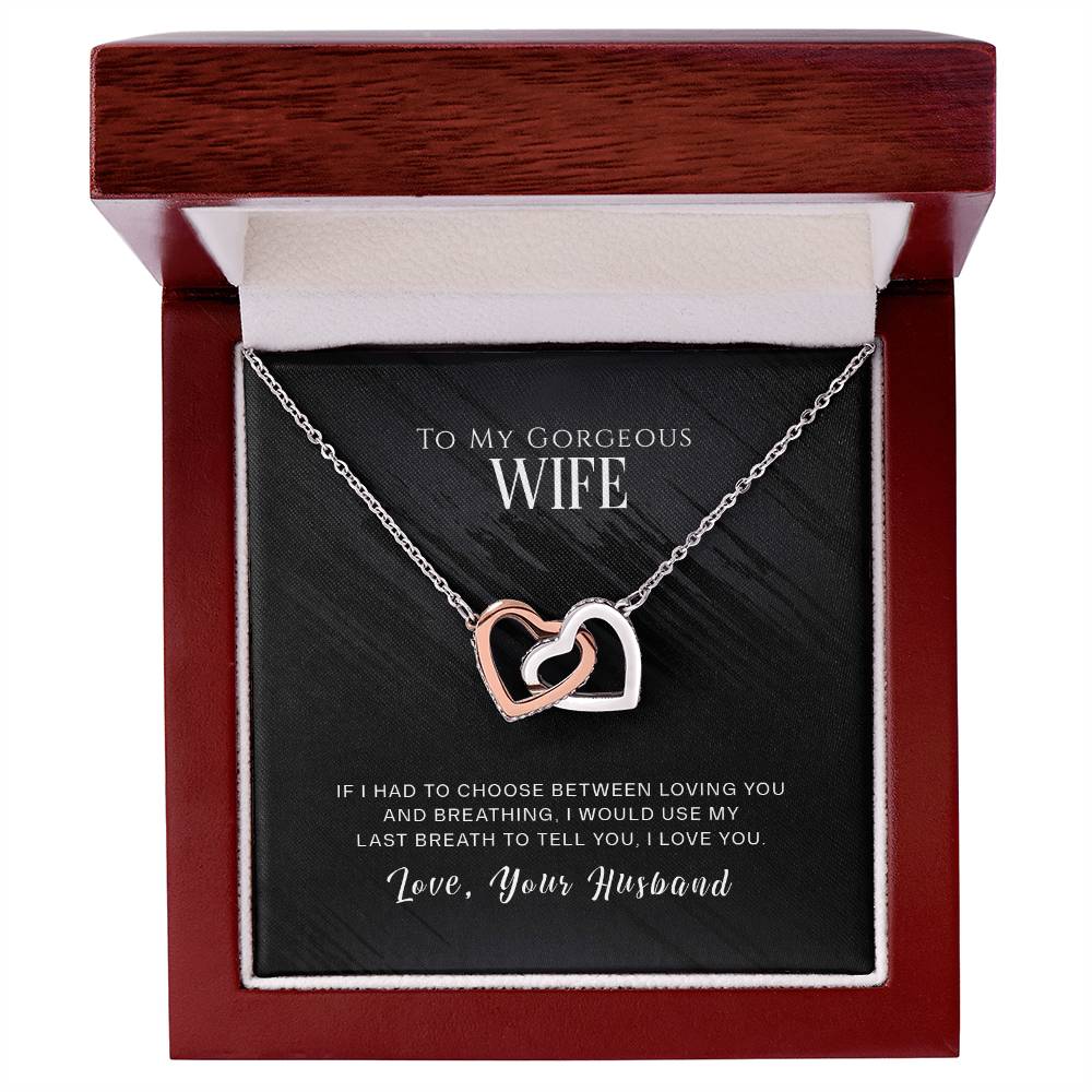 To My Wife, I Love You - Interlocking Heart Necklace