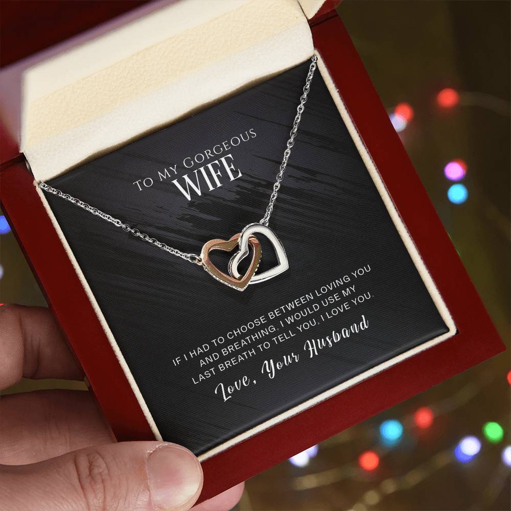 To My Wife, I Love You - Interlocking Heart Necklace