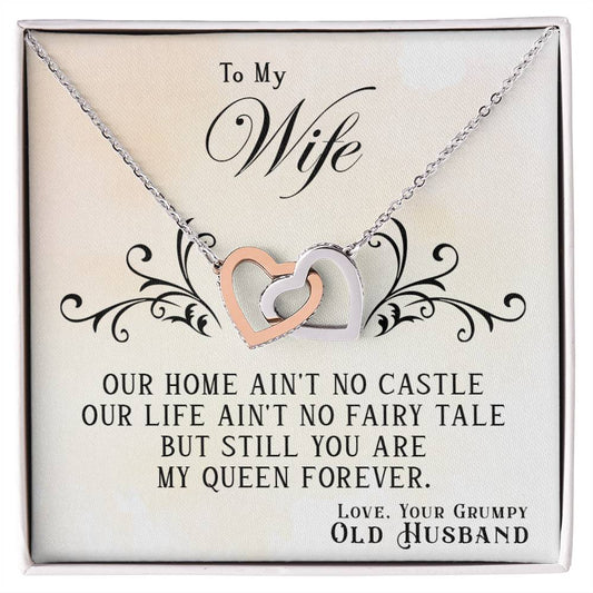 To My Wife, You Are My Queen Forever - Interlocking Heart Necklace