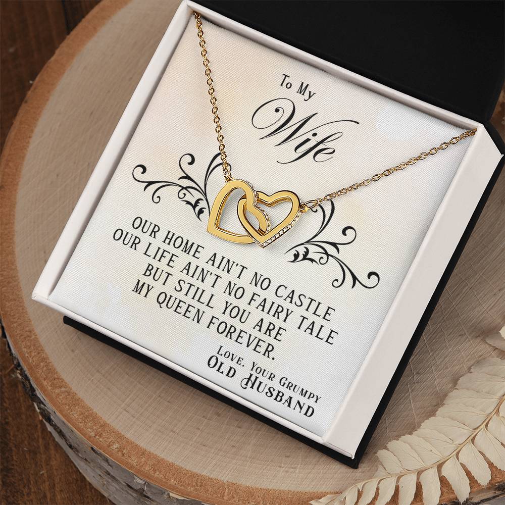 To My Wife, You Are My Queen Forever - Interlocking Heart Necklace