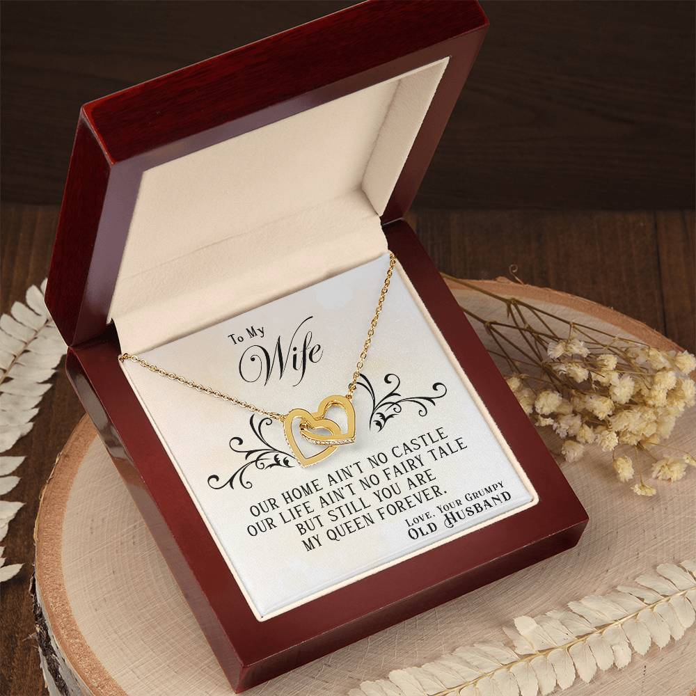 To My Wife, You Are My Queen Forever - Interlocking Heart Necklace